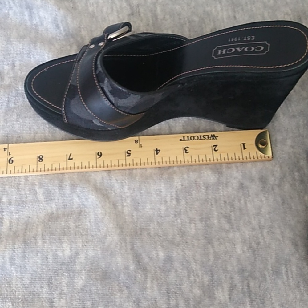 Coach Black and Silver Wedge Sandals - Picture 13 of 16
